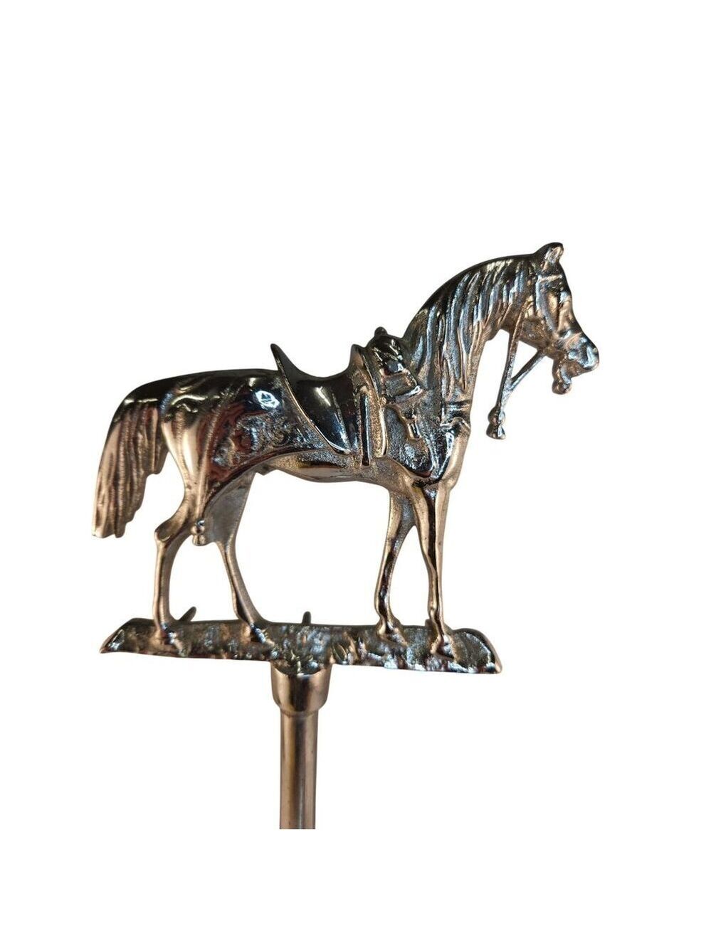 Vintage Chrome Horse Fireplace Tool Set Western Equestrian Decor - Picture 12 of 16
